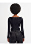 3700 Ribbed Long Sleeve Top-black - 2