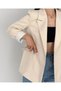 Women's Sleeve Foldable Liner Striped Buttonless Blazer Jacket Stone - 5