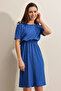 2375 Button Detailed Knitted Dress - Cobalt Blue - 3