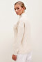 15862 Zippered Knitwear Cardigan with Pocket Detail - Ecru - 5