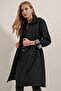 5808 Trench Coat with Waist Tie - Black - 2