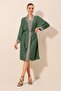 5865 Embroidered Knitted Long Kimono - Emerald Green - 4