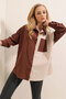 20116 Color Block Shirt - Brown - 3