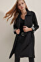 5808 Trench Coat with Waist Tie - Black