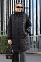 5138 Quilted Long Puffer Jacket - Black - 5