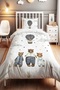 Cute Bear Family Patterned Single Baby Kids Bedding Set