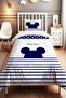 Blue Mickey Mouse Patterned Single Baby Kids Bedding Set