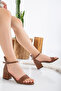 Women's 5cm Thick Heeled Stoned Tekband Shoes - 2