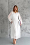 women's belt detailed lining pom pom chiffon dress NBKKLF2052