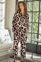 Women's Long Sleeve Front Button Leopard Pajamas Suit C7T0N112 - 6