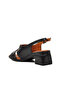 2311510y Black Genuine Leather Women's Heeled Sandals - 4