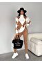 Women's Large Diamond Pattern Turtleneck Sweater Pocket Bottom Double Knitwear Set (Coloured) - 4