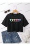 Crop CKOD-232913 Graphic Short with Heart and Slogan
