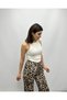 Women's Beige Corded Halter Neck Tank Top - 4