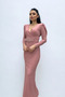 Double Breasted Collar Belt Detailed Dress - Powder