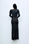 Double Breasted Collar Belt Detailed Dress - Silver - 5