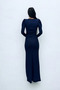 Double Breasted Collar Belt Detailed Dress - Navy Blue - 5