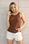 Round Neck Strap Geometric Shaped Elastic Summer Women's Knitwear Undershirt - 3