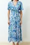 Blue Floral Double-breasted Viscose Midi Woven Dress TWOSS24EL00506 - 4