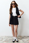 Siyah Kemerli Mini Dokuma Şort TWOSS24SR00050 - 3