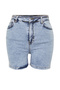 Açık Mavi Yüksek Bel Comofrt/Orta Esnek Straight Fit Büyük Beden Denim Şort TBBSS24AP00030 - 7