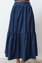 Indigo Flared Cotton Maxi Length Woven Skirt Twoss24Et00059 - 5