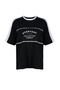 Siyah %100 Kalın Pamuklu Renk Bloklu Sloganlı Oversize/Geniş Kalıp Örme T-Shirt TWOSS24TS00132 - 7