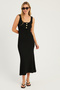 Women's Black Button Detailed Camisole Maxi Dress EY2759 - 5