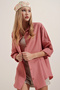 3900 Oversize Long Basic Shirt - Dusty Rose - 4