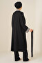 5865 Nakışlı Örme Uzun Kimono - Siyah - 6