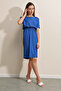 2375 Button Detailed Knitted Dress - Cobalt Blue - 2