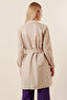 5864 Double Breasted Collar Short Trench Coat - Beige - 7