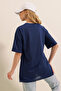 4123 Slit Oversize T-Shirt - Navy Blue - 5