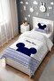 Blue Mickey Mouse Patterned Single Baby Kids Bedding Set - 3