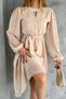 women's beige midi length lining chiffon dress NBKKLF2027 - 2