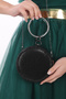 Black Color Glittering Stone Design Bracelet Ring Evening Dress Portfolio Clutch Bag