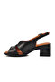 2311510y Black Genuine Leather Women's Heeled Sandals - 2