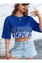 Crop CKOD-232913 Letter Graphic Off Shoulder Short - 5