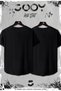 Black Set of 2 Japanese Printed Slim Fit Oval Cut T-shirt - 2