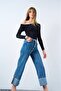 Women's Black One Shoulder Gather Detailed Long Sleeve Blouse - 2
