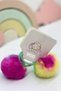 Brand New Plush Girls' Multi-Color Pompom Rubber Buckle Set of 2 Rainbow Colors - 6