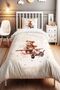 Brown Pilot Teddy Bear Patterned Single Baby Kids Bedding Set