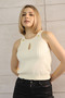 Round Neck Strappy Women's Ribbed Knitwear Undershirt with Chest Window Detail and Buttons - 3