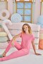 Women's Short Sleeve Pink Pajamas Set C7T1N851 - 5