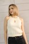 Round Neck Strappy Women's Ribbed Knitwear Undershirt with Chest Window Detail and Buttons - 4