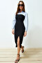 Black Striped Midi Woven Shirt Dress TWOSS24EL00780