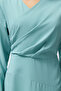 Khaki Double Breasted Collar Woven Satin Evening Dress TCTSS24DB00046 - 5