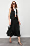 Black Flared Maxi Stretchy Midi Knit Skirt TWOSS24ET00156 - 11