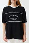 Siyah %100 Kalın Pamuklu Renk Bloklu Sloganlı Oversize/Geniş Kalıp Örme T-Shirt TWOSS24TS00132 - 5