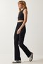 Women's Black High Waist Lycra Comfortable Knitted Trousers RV00090 - 3